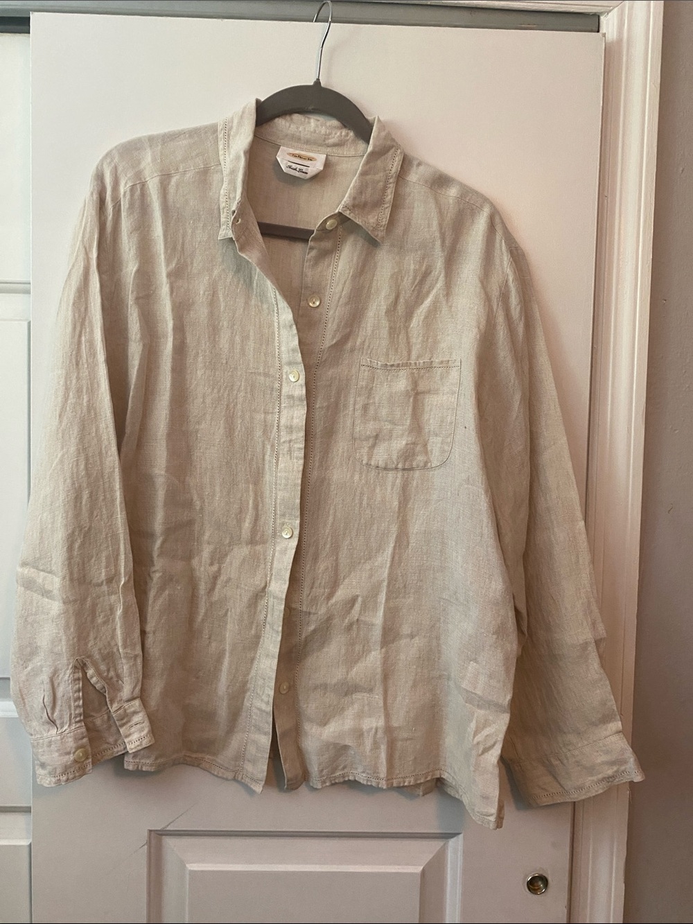 Talbots Cream Linen Button-Up Blouse